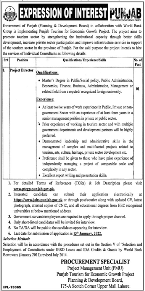 Planning and Development Board Punjab Jobs 2022 - Jobs.punjab.gov.pk