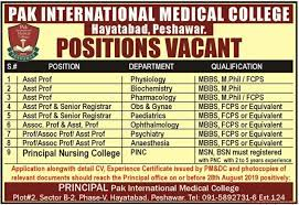 Pak International Medical College Peshawar Jobs 2022