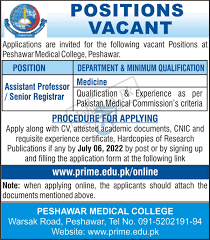 Peshawar Medical College Jobs 2022 / Apply Online via www.prime.edu.pk