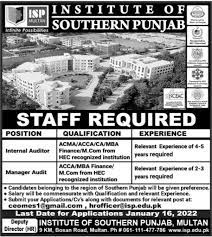 Institute of Southern Punjab ISP Multan Jobs 2022 -  www.isp.edu.pk