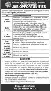  National University Of Modern Languages Lahore Campus NUML Jobs 2022