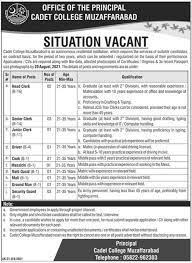 Cadet College Muzaffarabad Jobs 2022