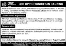 Recovery Officers Jobs in Pakistan at NRSP Microfinance Bank