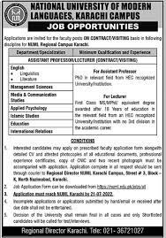 NUML Regional Campus Karachi Jobs 2022 