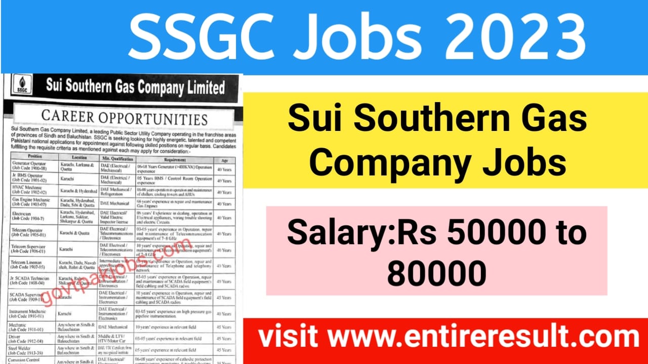 Sui Southern Gas Company Limited Jobs 2023