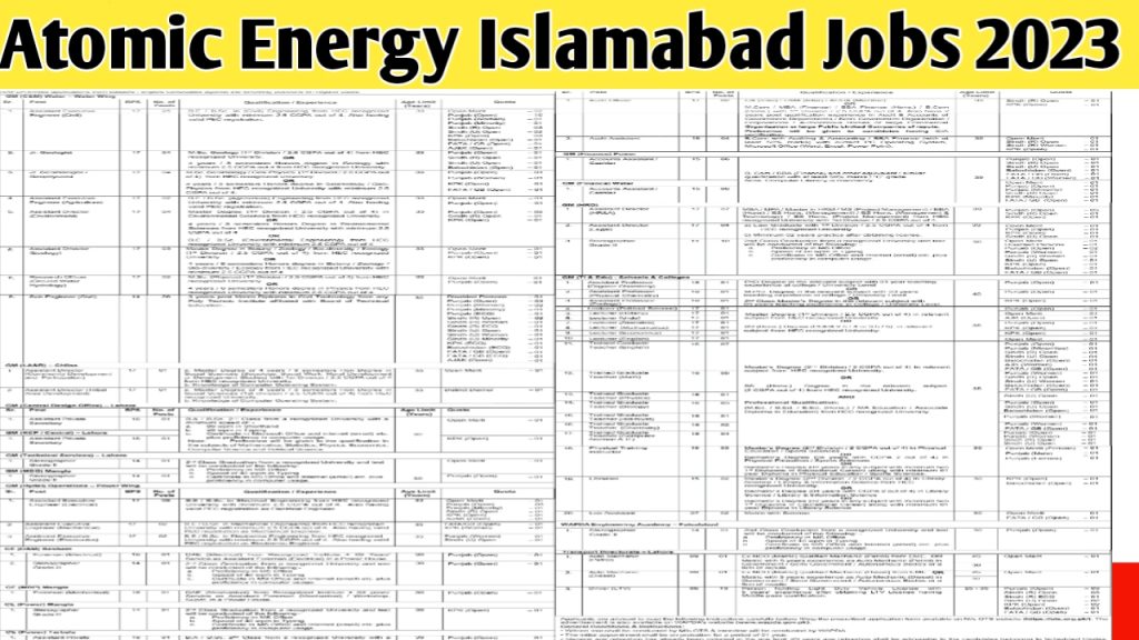 Atomic Energy Islamabad Jobs 2023