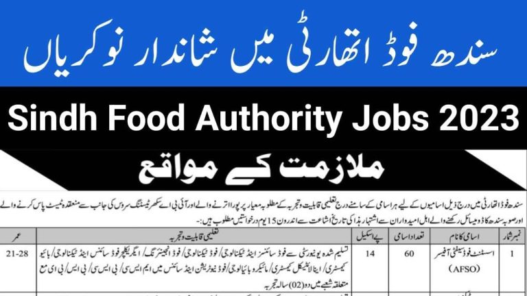 Food Safety Officer Jobs 2023 Sindh Food Authority||www.sfa.gos.pk