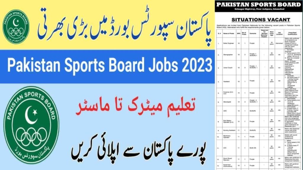 Sports Board Pakistan Jobs 2023
